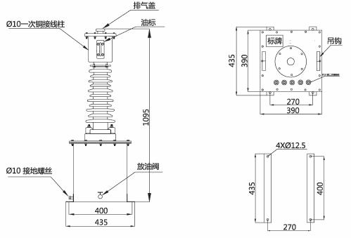 JDJ2 &JDJJ2-35 Outdoor Oil-Immersed Single-Phase Voltage Transformer outline2 