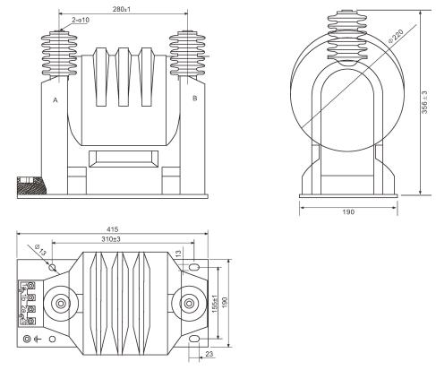 JDZ9-20, JDZ(X)F9-20G Epoxy Resin Voltage Transformers outline