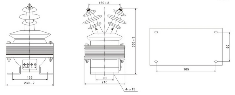 JDZJ-3.6.10(W) Single-Phase Cast Epoxy Resin Voltage Transformers outline