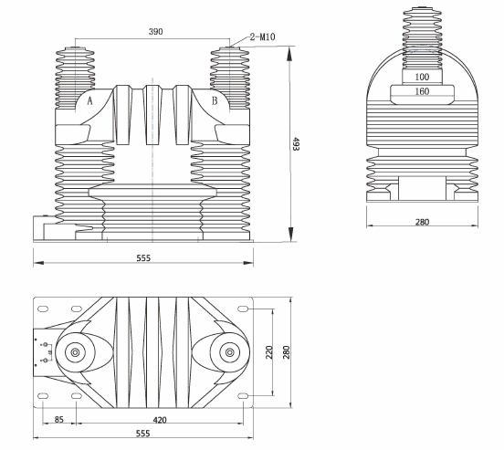 JDZX9-35G JDZ9-35 Cast-Resin Voltage Transformers JDZF9 outline