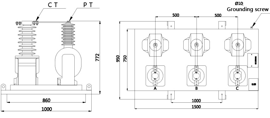 JLSZY-35Kv Outdoor Epoxy Resin Casting Combined Transformers outline installation