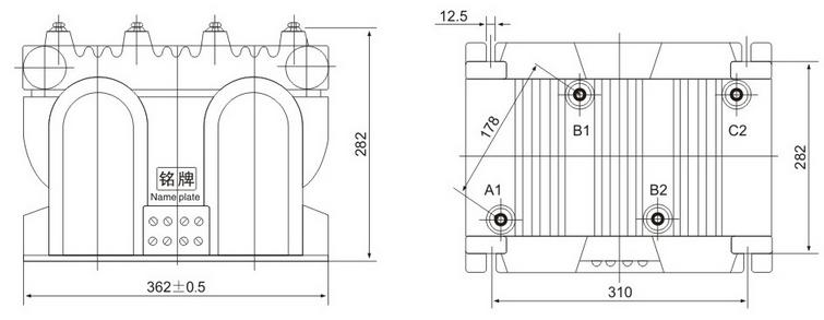 JSZV1-10R JSZV2-6.10R JSZV3-3.6.10R Epoxy Resin Cast Voltage Transformer outline