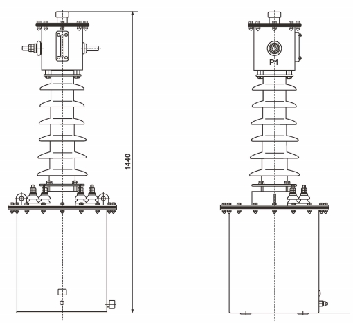 LJW1-35 and LJWD1-35 current transformers are steel-tank oil-immersed devices outline