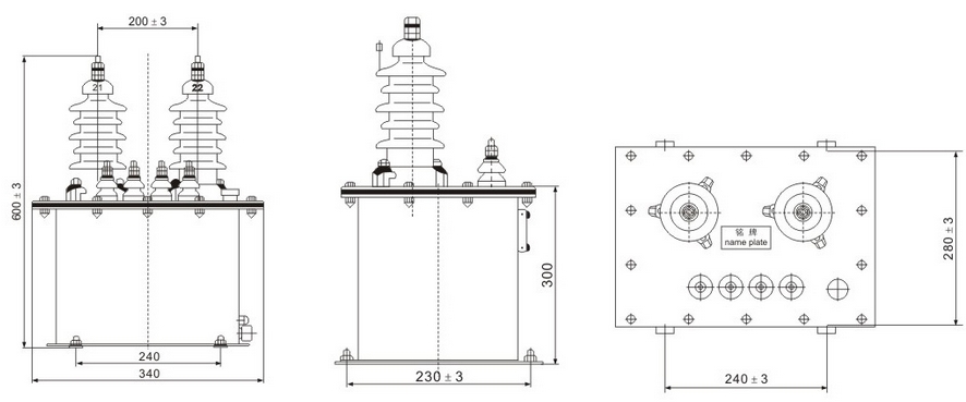 LJWD-10.12 Current Transforme,10kv 12kv Oil outline dimension installation