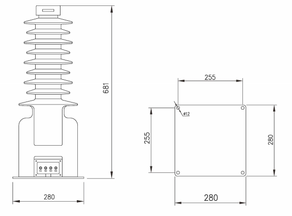 LZZW-35kv Fully Enclosed Casting Resin Current Transformer outline