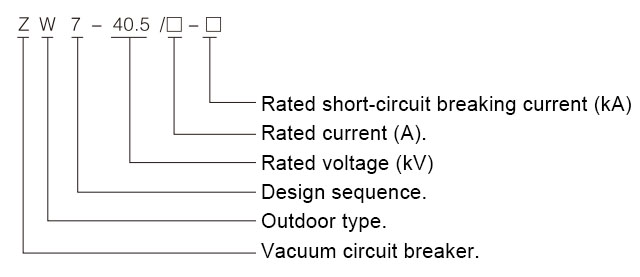 ZW7-40.5kV Outdoor High-Voltage Vacuum Circuit Breaker, three-phase AC type