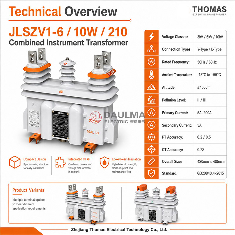 Pengubah Instrumen Gabungan Luar JLSZV1-6 10W/210 untuk Sistem 3kV/6kV/10kV | Daulma 3 JLSZV1 6 10W210 Outdoor Cast Resin Combined Current and Voltage Transformer 1
