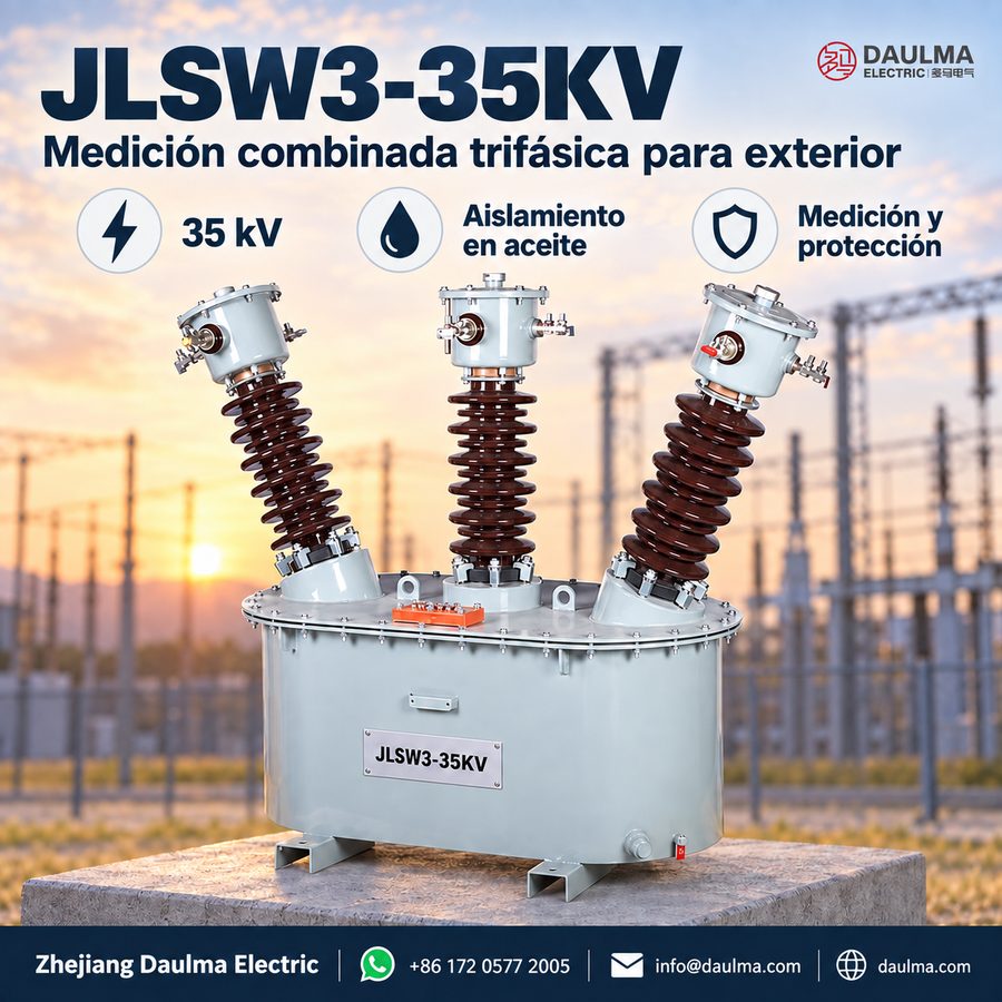 Transformador combinado JLSW3-35kV trifásico para exteriores, 35 kV, inmersión en aceite | daulma.com 2 Transformador combinado JLSW3-35KV ante una subestación exterior