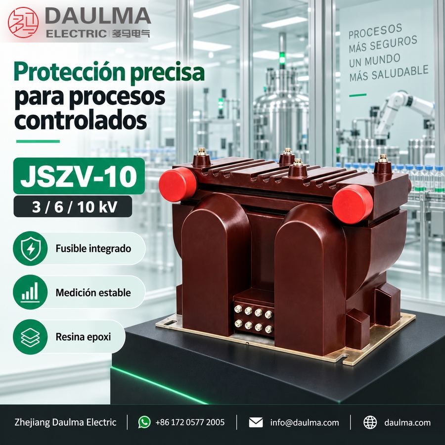 Transformador de tensión JSZV-10KV resina epoxi para interiores, 10 kV, precisión 0.2/0.5, protección 3P | daulma.com 3 Transformador JSZV-10 ante una planta farmacéutica