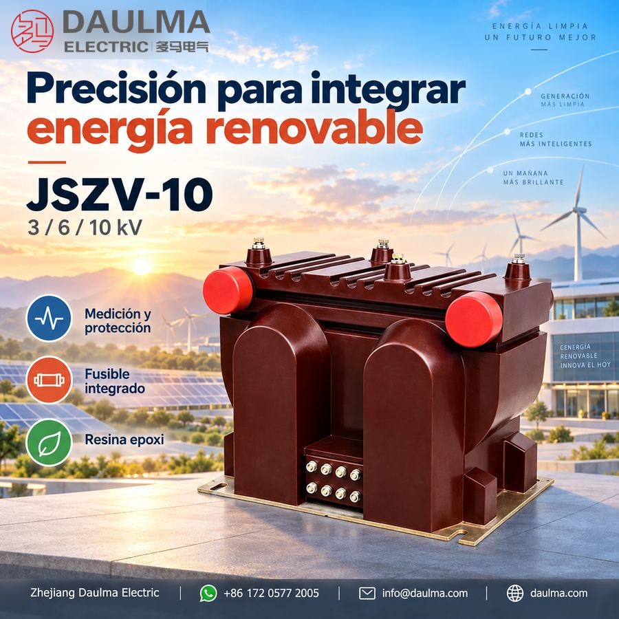 Transformador de tensión JSZV-10KV resina epoxi para interiores, 10 kV, precisión 0.2/0.5, protección 3P | daulma.com 5 Transformador JSZV-10 ante un parque solar y eólico
