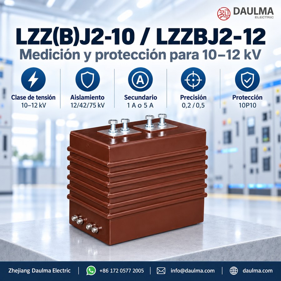 Transformador de corriente LZZ(B)J2-10 / LZZBJ2-12 para 10kV-12kV, resina epoxi, interior | daulma.com 2 Transformador LZZBJ2-12 en estudio de media tensión