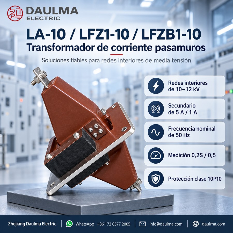 Transformador de corriente LA-10 (LFZ1-10, LFZB1-10) 10kV resina epoxi para interior | daulma.com 2 Transformador LA-10 / LFZ1-10 / LFZB1-10 en galería de media tensión