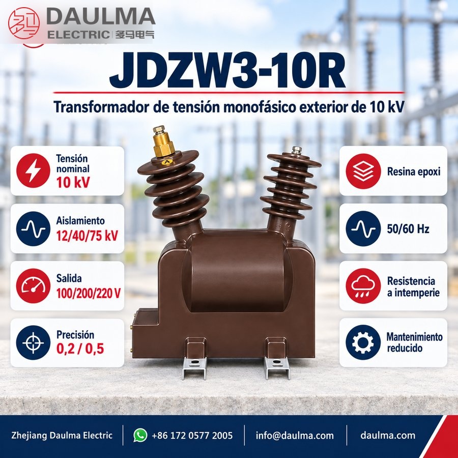Transformador de tensión monofásico JDZW3-10R 10kV para exteriores | Daulma 2 Transformador JDZW3-10R ante una subestación