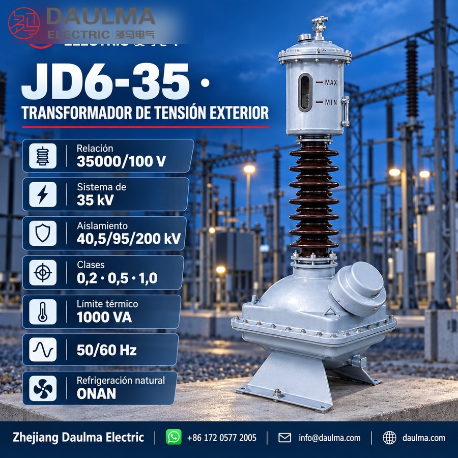 Transformador de tensión JD6-35, 35 kV, monofásico, inmersión en aceite, para exteriores | Daulma 2 Transformador de tensión JD6-35, 35 kV, monofásico, inmersión en aceite, para exteriores | Daulma