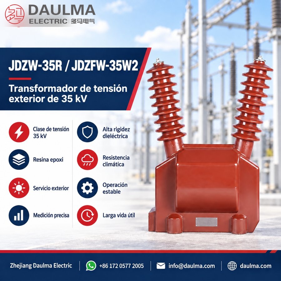 Transformador de tensión JDZW-35R y JDZFW-35W2 para 35 kV, resina epoxi, exterior | daulma.com 3 Transformador JDZW-35R y JDZFW-35W2 ante una subestación