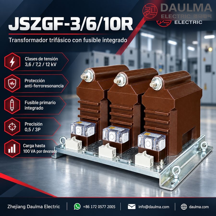 Transformador de tensión trifásico JSZGF-3/6/10R con fusible y anti-ferroresonancia para 3,6/7,2/12 kV | daulma.com 2 Transformador trifásico JSZGF-3/6/10R con fusible