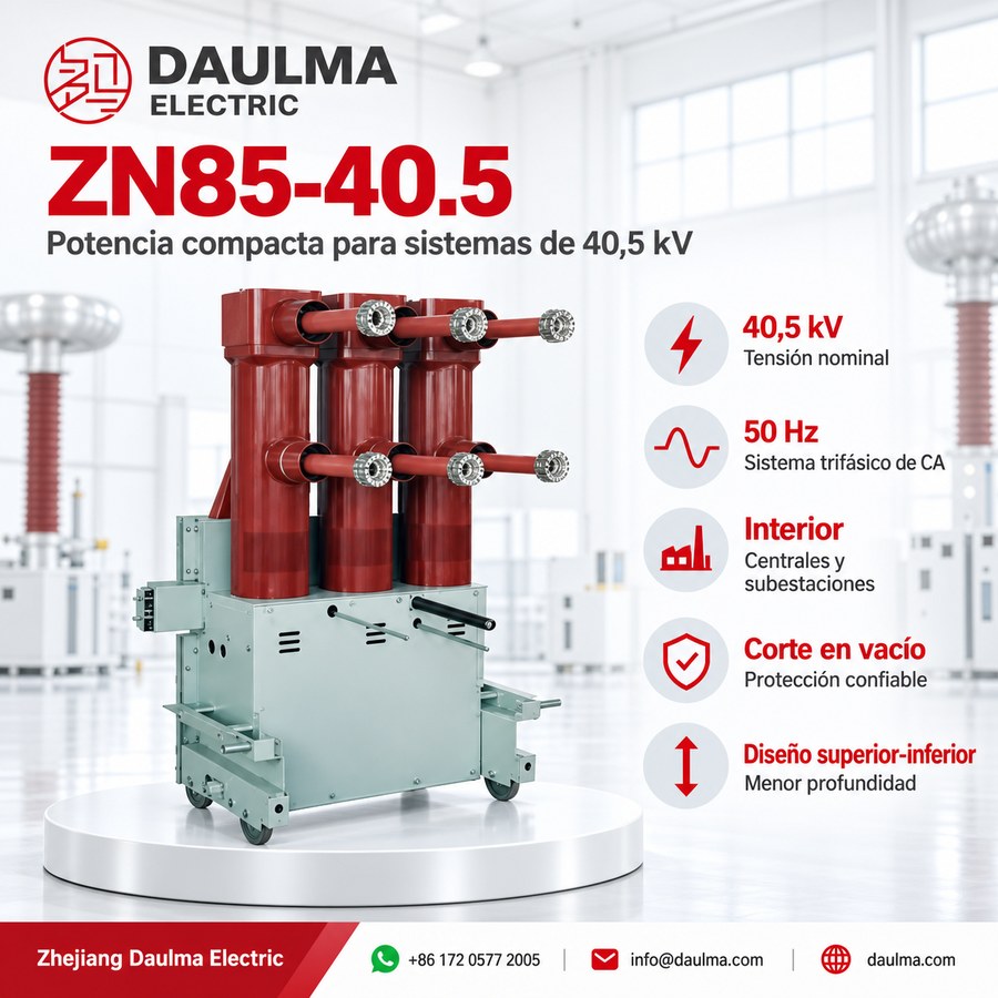 Interruptor de vacío interior ZN85-40.5kV para sistemas trifásicos de 40.5 kV | Daulma 2 Interruptor ZN85-40.5 en laboratorio técnico