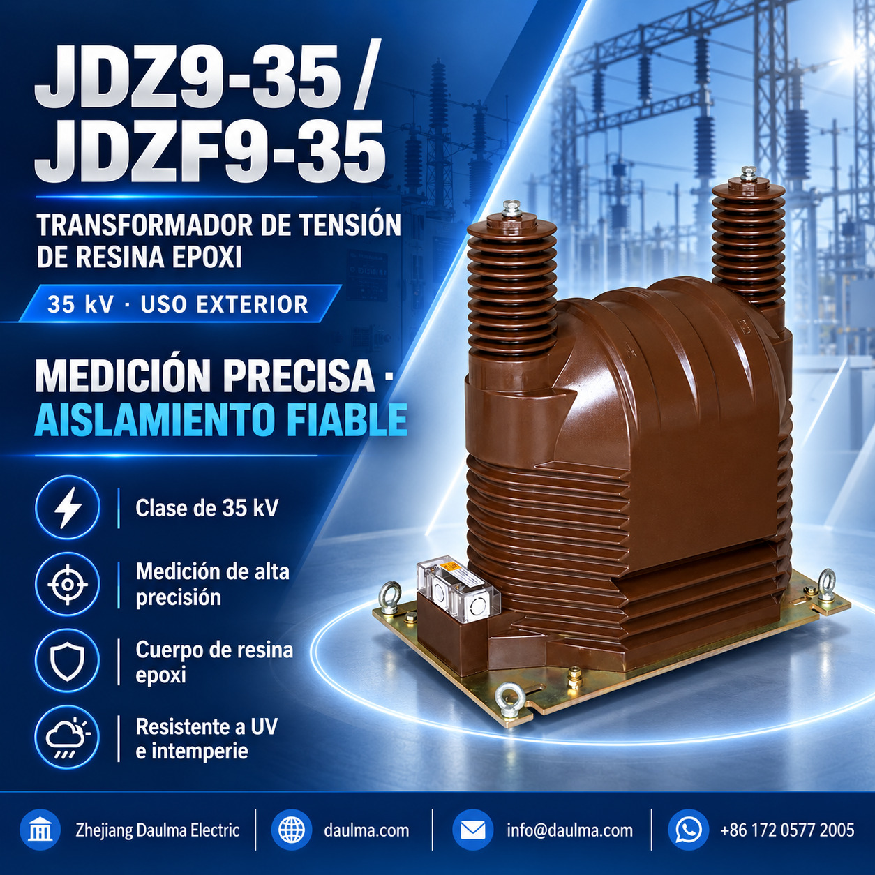 Transformador de tensión JDZ9-35/JDZF9-35 para exteriores 1 Transformador de tensión JDZ9-35 para exteriores con aislamiento en resina epoxi moldeada