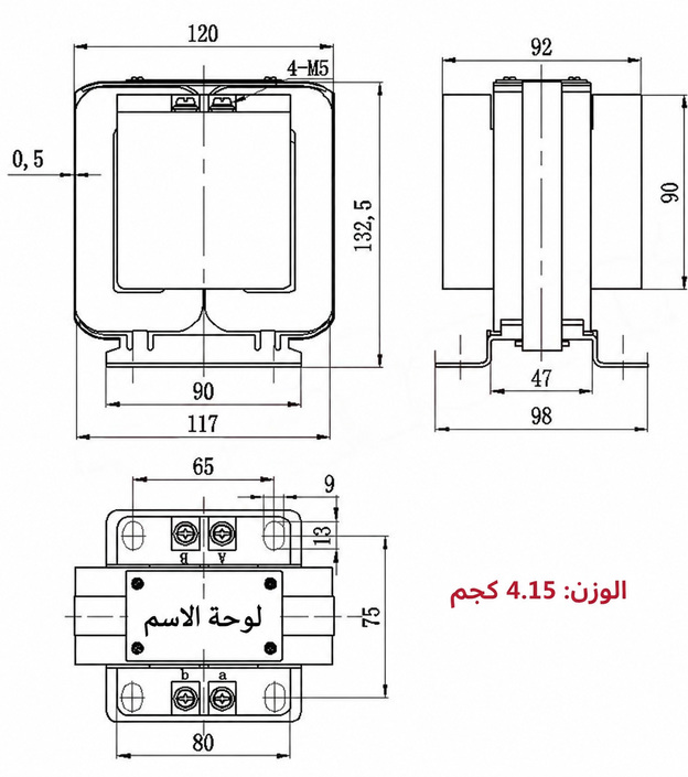 أبعاد تركيب محول الجهد JDZ6-1 باللغة العربية