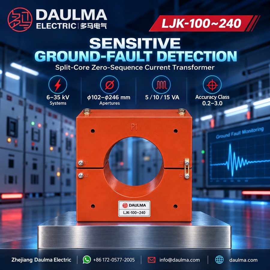 LJK-100~240 High-Precision Zero Sequence Current Transformer 2 LJK-100~240 ground-fault detection poster