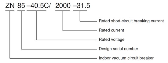 ZN85 ZN12-12 ZN12-40.5G type model designation meaning
