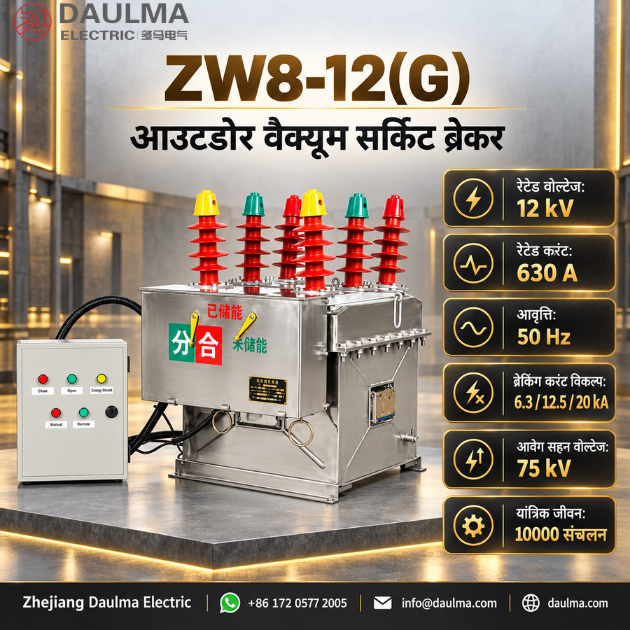 ZW8-12(G) आउटडोर हाई-वोल्टेज वैक्यूम सर्किट ब्रेकर, 12kV, 630A | daulma.com 2 ZW8-12(G) — तकनीकी विशेषताएँ