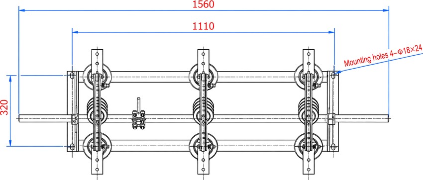 GW-15 outdoor high voltage disconnector outline and mounting dimensions drawing