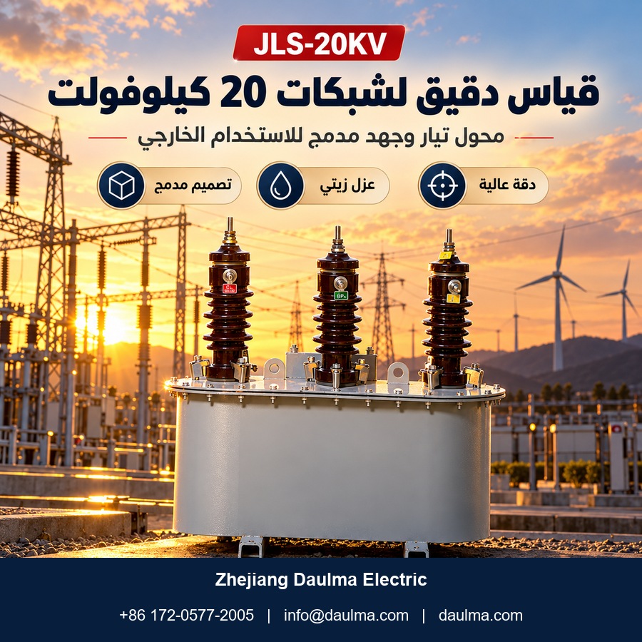 محول أداة مدمج خارجي منقوع بالزيت JLS-20KV لجهد 20 كيلوفولت | داولما 2 ملصق عربي لمحول JLS-20KV في محطة عند الغروب