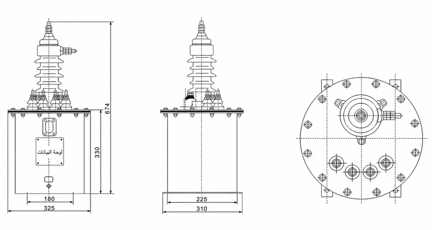 مخطط أبعاد LB-10W بالعربية