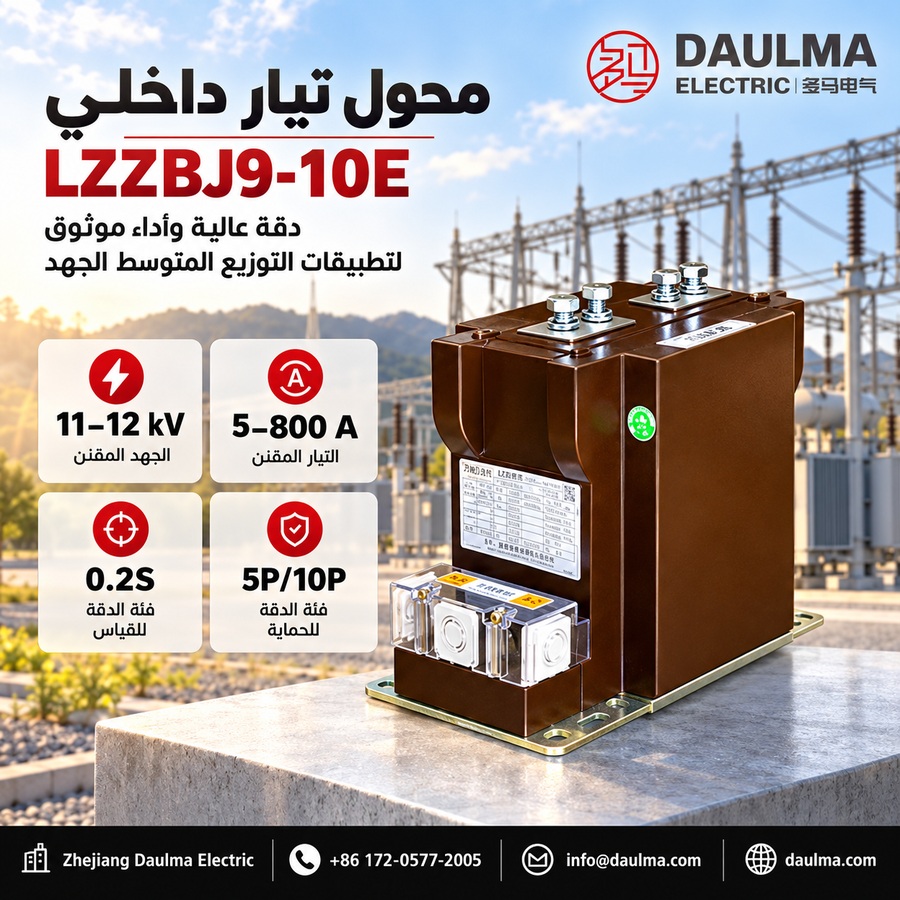 محول تيار داخلي من راتنج الإيبوكسي LZZBJ9-10E لجهد 11/12 كيلوفولت مع طرفيات ثانوية أمامية | Daulma 2 ملصق عربي LZZBJ9-10E لمحطة فرعية
